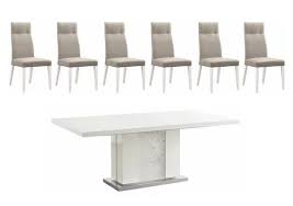 Bianco fenix + walnut extending dining table. Fascino Large Extending Dining Table And 6 Faux Leather Dining Chairs Alf Furniture Village
