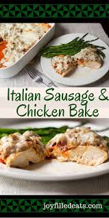 Italian Sausage Baked Chicken Low Carb Keto Gluten Free Grain Free Thm S T In 2020 Italian Sausage Recipes Italian Baked Chicken Ground Italian Sausage Recipes