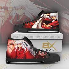 Inuyasha Anime Shoes Hi Top Sneakers Fighting Cosplay Characters Design Art In 2021 Cosplay Characters Inuyasha Character Design