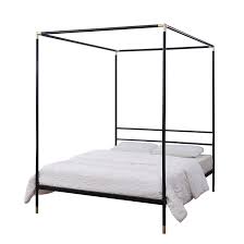 77l x 41w x 73h. Blanca Queen 4 Poster Bed Matt Black And Gold