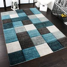 125 99 1m 43 44 produktbeschreibung. Designer Teppich Modern Handgearbeiteter Konturenschnitt Kariert Turkis Grau Kaufen Bei Diva Teppich Center