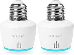 Smart Wifi E27 E26 Light Socket Aicase 2 Pack Intelligent Wlan Home Remote Control Light Lamp Bulb Holder Compatible With Alexa And Google Home White Amazon Com