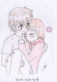 Anime couple drawings easy in pencil rhdailydrawingco girl. Easy Cute Couple Drawing Ideas Happy Emotion