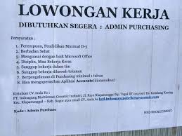 Check spelling or type a new query. Lowongan Kerja Admin Purchasing Pt Indoagung Multikreasi Ceramic Industri Atmago