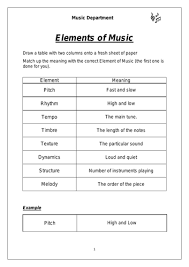 Listen to the following example. Elements Of Music Worksheet Worksheet List