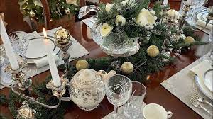 A glass swan & vintage silver candelabras give this table a glamorous look. Christmas Table Setting Elegant Christmas Decorating How To Set A Table For Christmas Youtube