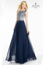 Black And Silver Gown Dress 5741 Navy Silver Romantic Sleeveless Gown From Black Label By Alyce Paris Chiffon Evening Dresses Formal Dresses Gowns Recital Dress