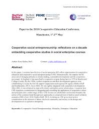 Pdf Cooperative Social Entrepreneurship Reflections On A Decade Embedding Cooperative Studies Studies In Social Enterprise Courses