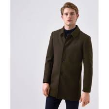 Tailored Wool Coat Olive Green Leonard Silver