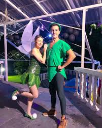 Peter is depressed about saying goodbye to wendy and her brothers, so she tries to make him feel better in the best way she. Tinkerbell And Peter Pan Diy Costume Peter Pan Halloween Costumes Peter Pan Costumes Peter Pan Costume Kids