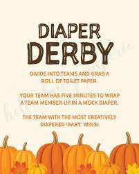 Pumpkin Diaper Derby Sign Little Pumpkin Baby Shower Fall Baby Shower Games Instant Download Baby Shower Pumpkin Baby Shower Fall Fall Baby Shower Game
