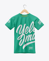 Download Hanging T Shirt Mockup Front View In Apparel Mockups On Yellow Images Object Mockups