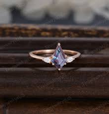 Buy Vintage Kite Cut Alexandrite Engagement Ring Unique Rose Gold  Engagement Ring Pear Cut Diamond Ring Unique Bridal Anniversary Ring for  Women Online in India