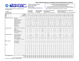 Vehicle Maintenance Schedule Chart Vehicle Maintenance Log