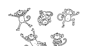 1 with the characters and setting 1 with the characters but the setting is omitted (so students can draw in his/her own setting: Five Little Monkeys Coloring Pages