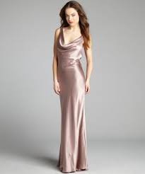 A B S By Allen Schwartz Mink Satin Cowl Neck Crisscross Draped Sash V Back Gown Style 320291101 Prom Dress Inspiration Silk Evening Gown Satin Dresses