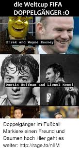 Shrek gets in the halloween spirit by challenging his fairytale friends to com. Die Weltcup Fifa Doppelgangero Shrek And Wayne Rooney Dustin Hoffman And Lionel Messi Wan Doppelganger Im Fussball Markiere Einen Freund Und Daumen Hoch Hier Geht Es Weiter Httprageton8m Doppelganger Meme On