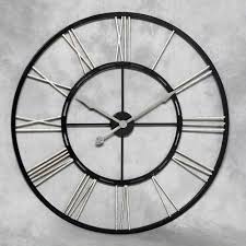 Black And Silver Wall Art Uk Large Black And Silver Metal Wall Clock Oversized Wall Clock Giant Wall Clock Large Black Wall Clock