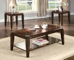 We arrange seating around the coffee table. Acme 80655 3 Pc Ebern Designs Salamone Docila Walnut Finish Wood Modern Style Coffee And End