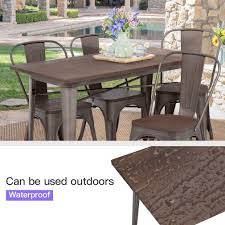 Outsunny 3 piece outdoor pe rattan wicker patio conversation table set with 2 chairs & 1 center dining table. Buy Fdw Outdoor Dining Table And Chairs For 4 Patio Table Set 5 Piece Metal Dining Table Set 24x48 Inches Indoor Outdoor Dining Set Table And 4 Chairs Home Kitchen Restaurant Table Rectangular