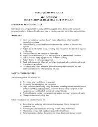 There are no hard and fast rules about what to include in a policy. Abc Company Occupational Health Safety Policy Hrinsider