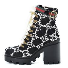 Gucci Tweed Gg Lace Up Combat Ankle Boots 36 Black 446065 Fashionphile Enjoy free shipping, returns & complimentary gift wrapping. gucci tweed gg lace up combat ankle