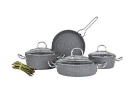 Karaca silver stone bio grant 7 parça tencere seti 153.03.07.2034. Karaca Silver Stone Bio Granit Metal Kulplu 7 Parca Dokum Set Karaca