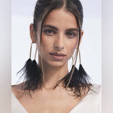 Cult Gaia Black Meta Feather Earrings