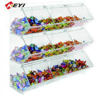 Custom Retail Store Counter Top Clear Acrylic Box Acryl Bulk Food Bin Sweet  Storage Stand Stackable Candy Display Rack