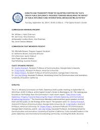 1 MINUTES AND TRANSCRIPT FROM THE QUARTERLY MEETING ON “DATA DRIVEN PUBLIC  DIPLOM