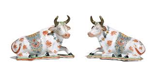 a pair of dutch delft dore models of cows mid 18th century estimate 1 500 2 500 gbp lot sold 3 024 gbp 8 bids reserve met delft 18th century pairs