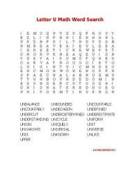 Letter U Math Word Search Math Word Search Math Words Learning Math