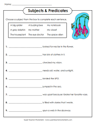 A bunch of flowers, i have gifted her. Subject And Predicate Worksheets