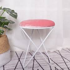 Use a slim stool instead—even. Sunsky Modern Minimalist Bedroom Dresser Stool Creative Wrought Iron Small Stool White Legs Dark Pink Flannel