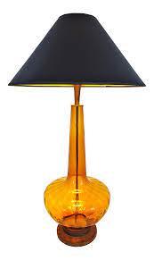 large 1950 s vintage murano amber glass table lamp italy italian mid century modern mcm palm beach boho chic tropical amber on lamp table lamp glass table lamp