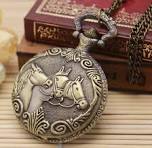 [Hot Item] Классический трехконный бронзовый винтаж Мужская антикварная  модель туо Настольные карманные часы с тиснением