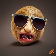 Surreal art of peanut wearing sunglasses on Craiyon