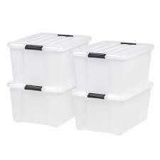 Iris 45qt 4pk Buckle Up Storage Box Pearl Plastic Box Storage Plastic Container Storage Storage Boxes With Lids