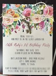 A Secret Garden First Birthday Party Floral Invitation Garden Party Invitations Garden Party Birthday Garden Theme Birthday
