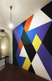 30 Cool Wall Painting Design Ideas To Inspire Your Home Interior Geometric Wall Paint Wall Paint Designs Diy Wall Painting
