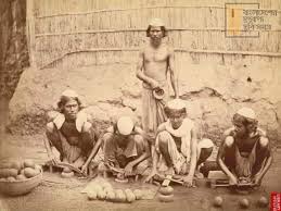 Rajput men playing game of Puchesee; photo by Eugene Clutterbuck Impey, early 1860's Via - British Library