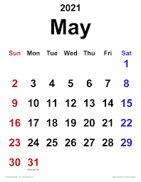 Some people believe that's impolite to get married during this month. May 2021 Calendar Templates For Word Excel And Pdf