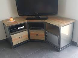 Corner Tv Furniture Industrial Steel And Solid Aged Pine Tv Furniture Furniture Steel Doors