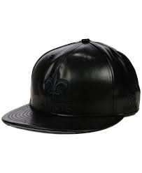New Era New Orleans Saints Faux Leather Black On Black 9fifty Snapback Cap Snapback Cap New Orleans Saints New Era