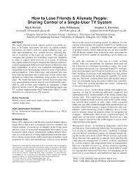 Pdf) How To Lose Friends & Alienate People: Sharing Control Of A  Single-User Tv System