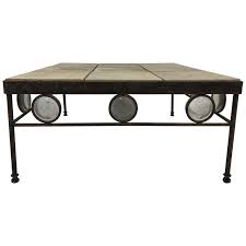 Airy global texture and serving space for a sofa or sectional. Antique Italian Wrought Iron And Stone Top Coffee Table For Sale At 1stdibs