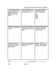 tic tac toe for student choice activities