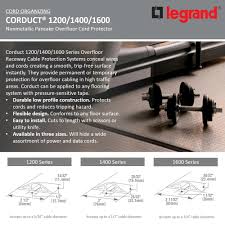 Legrand Wiremold Corduct 1600 Series 25 Ft Over Floor Cord Protector Black