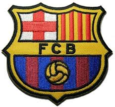 The central logo is the representation of a soccer ball, while the upper crest is in . Fc Barcelona Fussball Soccer Futbol Iron On Patch Emblem Logo Applikation Amazon De Kuche Haushalt Wohnen