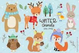 Winter Animals Set Eps And Png Winter Animals Animal Illustration Animal Clipart